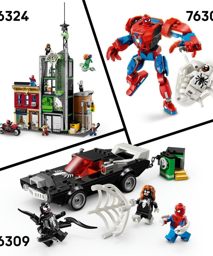LEGO ǀ Marvel Spider-Man vs. Oscorp - Interactive Toy with a Motorbike, 8 Minifigures incl. Miles Morales & Green Goblin - Collectible Super Hero Gift for 10+ Year Old Boys & Fans - 76324