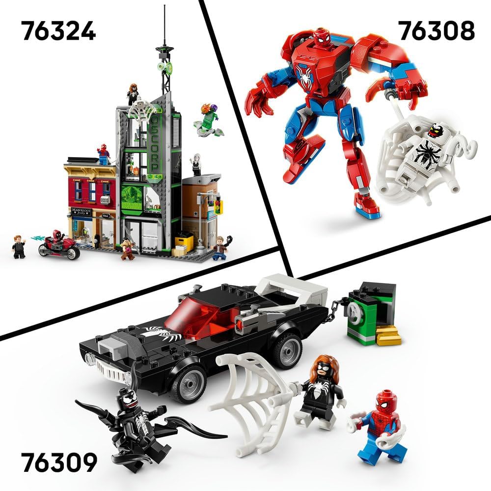 LEGO ǀ Marvel Spider-Man vs. Oscorp - Interactive Toy with a Motorbike, 8 Minifigures incl. Miles Morales & Green Goblin - Collectible Super Hero Gift for 10+ Year Old Boys & Fans - 76324