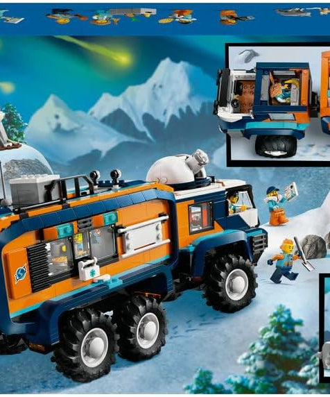 LEGO City Arctic Explorer Science Lab Truck Toy - Exploration Vehicle with Steering & Suspension - incl. a Snowscooter, 5 Minifigures & 3 Wolf Animal Figures - Gift for 8+ Year Old Boys - 60471