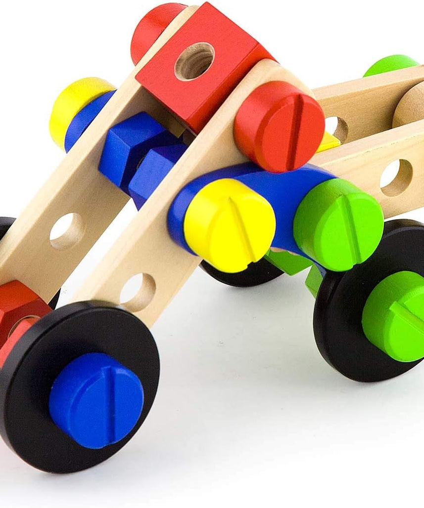 Viga Construction Block Set 68pcs, Wooden Building Blocks for Boys and Girls 3+, Creative Toy for Imaginative Play, Non-Toxic, Stacking and Construction Set