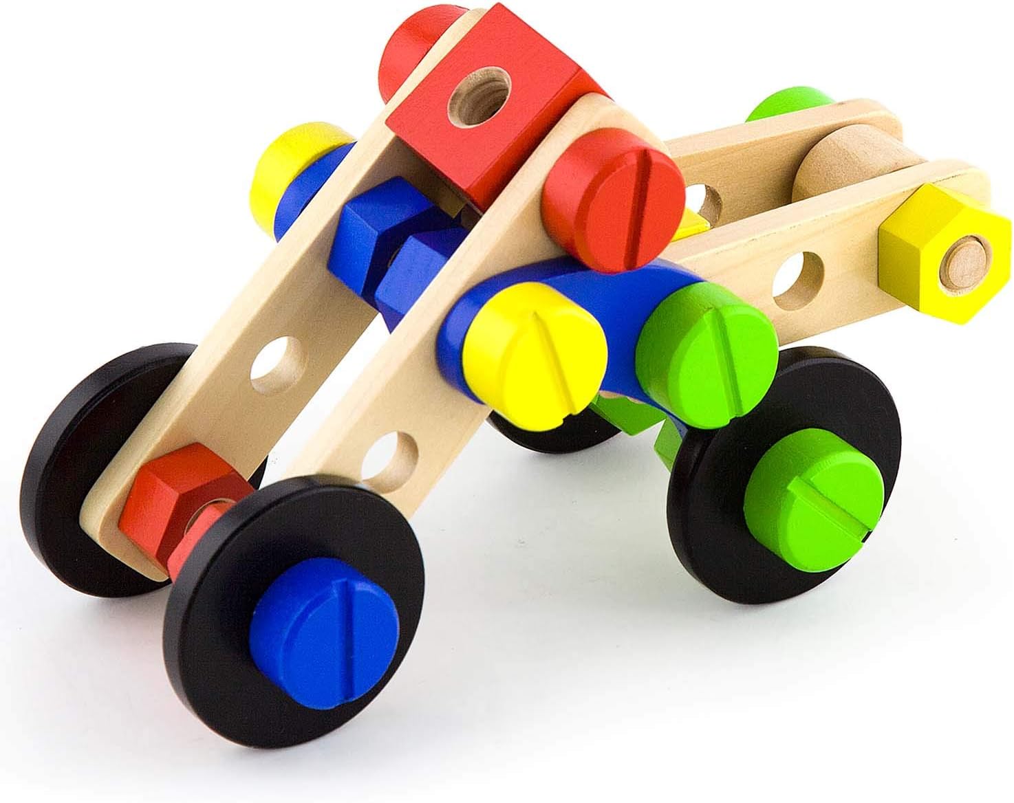 Viga Construction Block Set 68pcs, Wooden Building Blocks for Boys and Girls 3+, Creative Toy for Imaginative Play, Non-Toxic, Stacking and Construction Set