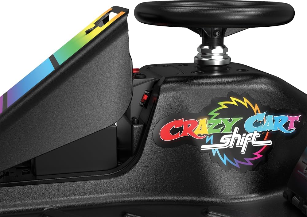 Razor Crazy Cart Shift Lightshow Electric Drifting Go Kart for Kids, LED Lights, Power Core Motor, Variable Speed, Foot Pedal Control, Parental Speed Control, Ride On Toy for 6+ Kids