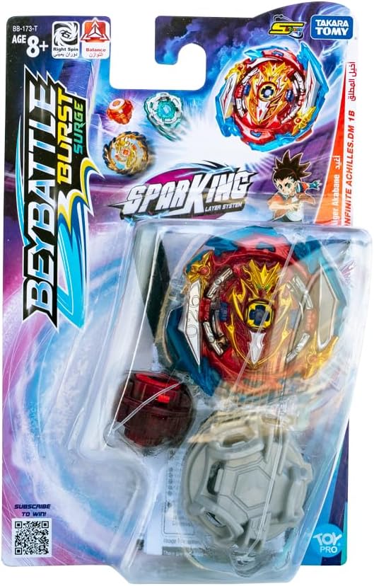 Beybattle Burst Takara Tomy – The Original Beyblade Infinite Achilles S, Dual-Spin Performance Tip, Ages 8+