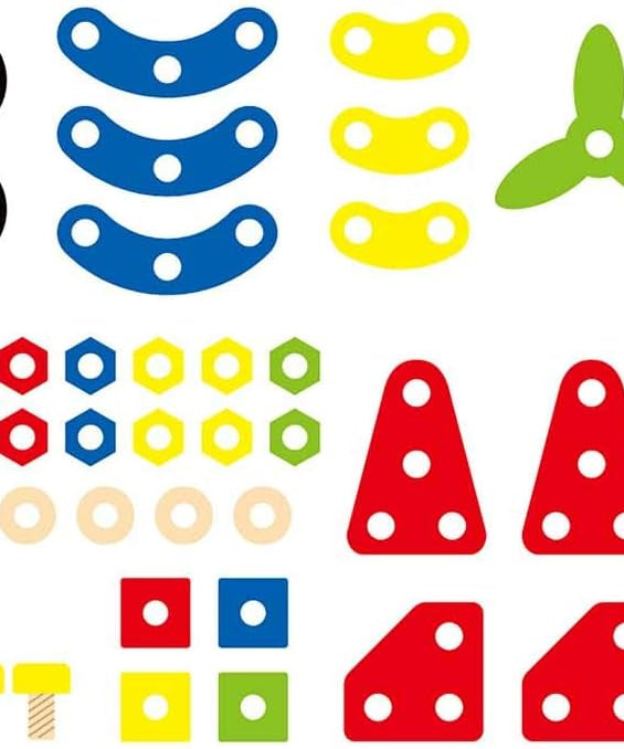 Viga Construction Block Set 68pcs, Wooden Building Blocks for Boys and Girls 3+, Creative Toy for Imaginative Play, Non-Toxic, Stacking and Construction Set