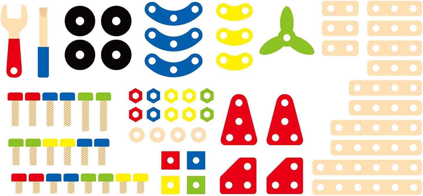 Viga Construction Block Set 68pcs, Wooden Building Blocks for Boys and Girls 3+, Creative Toy for Imaginative Play, Non-Toxic, Stacking and Construction Set