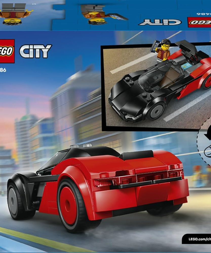 LEGO City EV Supercar Toy - Race Car Model Kit w/a Driver Minifigure - Fine Motor Skills Building Set - Small Birthday Gift Idea for 5+ Year Old Boys - 60486