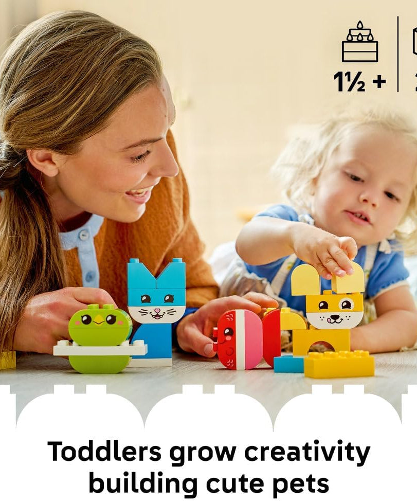 LEGO DUPLO 3 in 1 Creative Cute Pets - Educational Fine Motor Skills Toy for Toddlers - Animal Figures incl. Dog, Cat, Bird & Fish - Birthday Gift for 1+ Year Old Babies, Girls & Boys - 10477