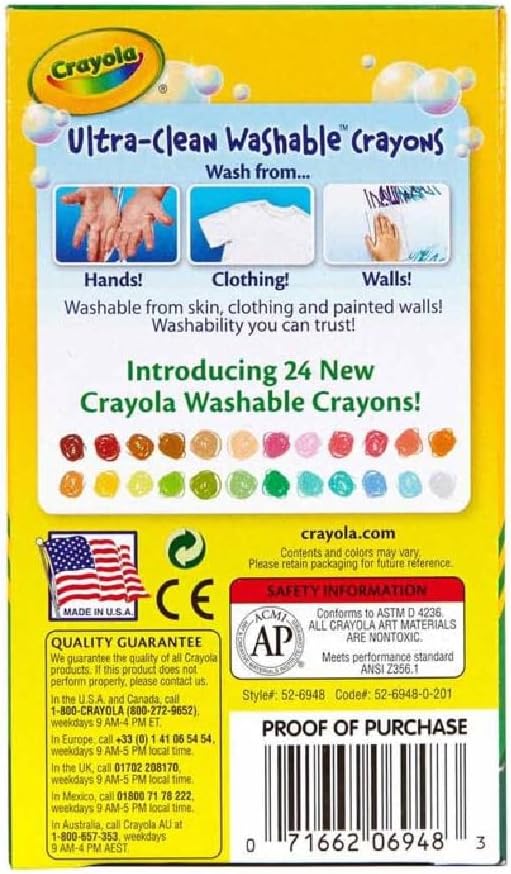 Crayola Ultra Clean Washable Large Crayons, Multi-Colour, Cy52-3281