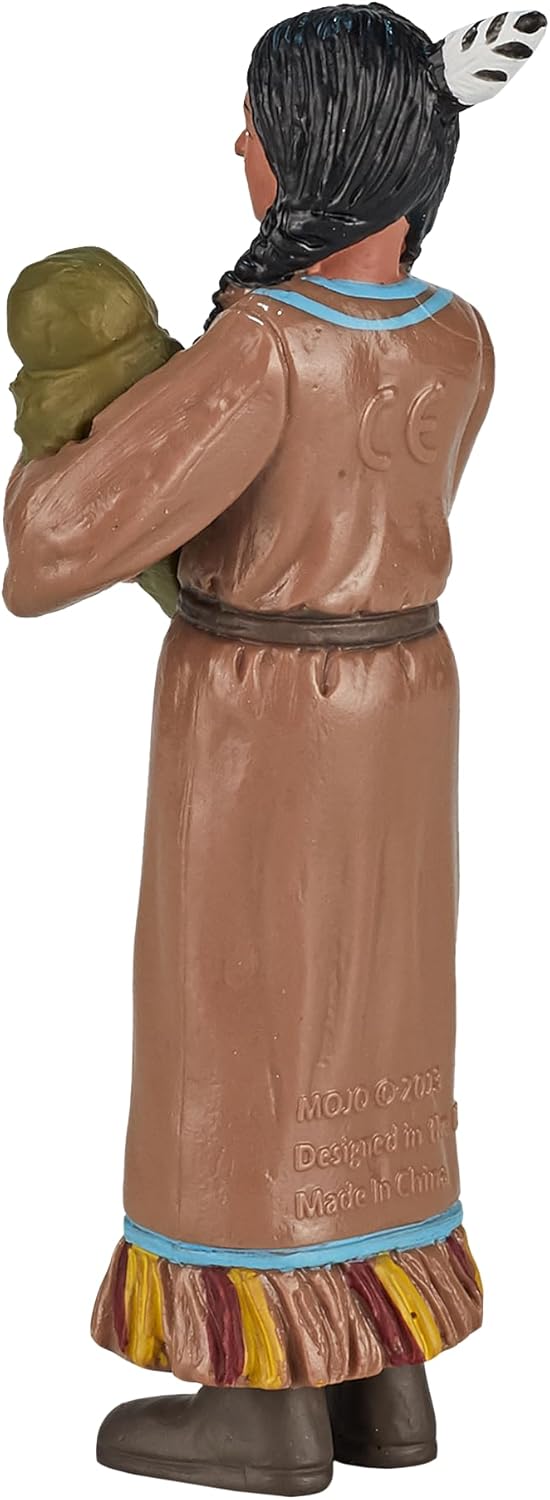 MOJO Native American Mother and Baby Figurine, Hand-Painted Historical Toy Figure, History Collection, Educational Collectible Model, Ages 3+