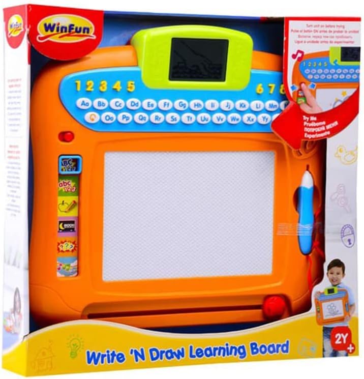 Winfun Write ’N Draw Learning Board | Educational toy Drawing Pad for Kids 2+ Years | Alphabet, Numbers & Spelling | Interactive Learning & Music Modes