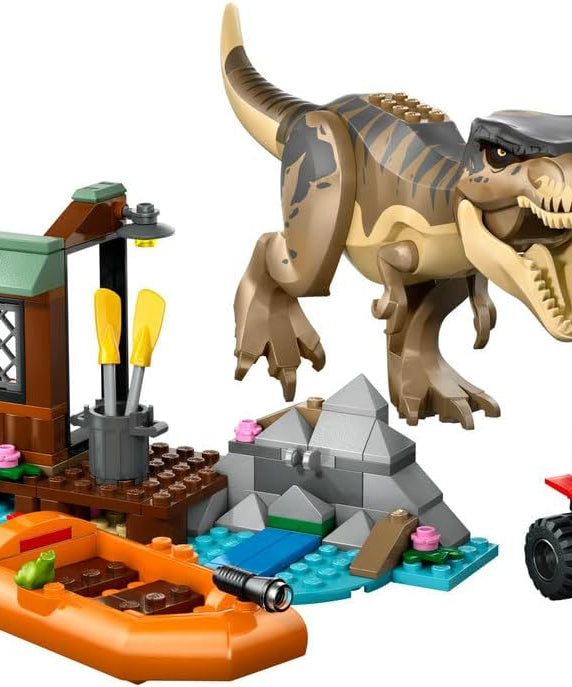 LEGO Jurassic World T. rex River Escape - Interactive Dinosaur Toy - incl. a Dino Figure, Boat Toy, ATV & 2 Minifigures - Gift for 5+ Year Old Boys & Girls - 76975