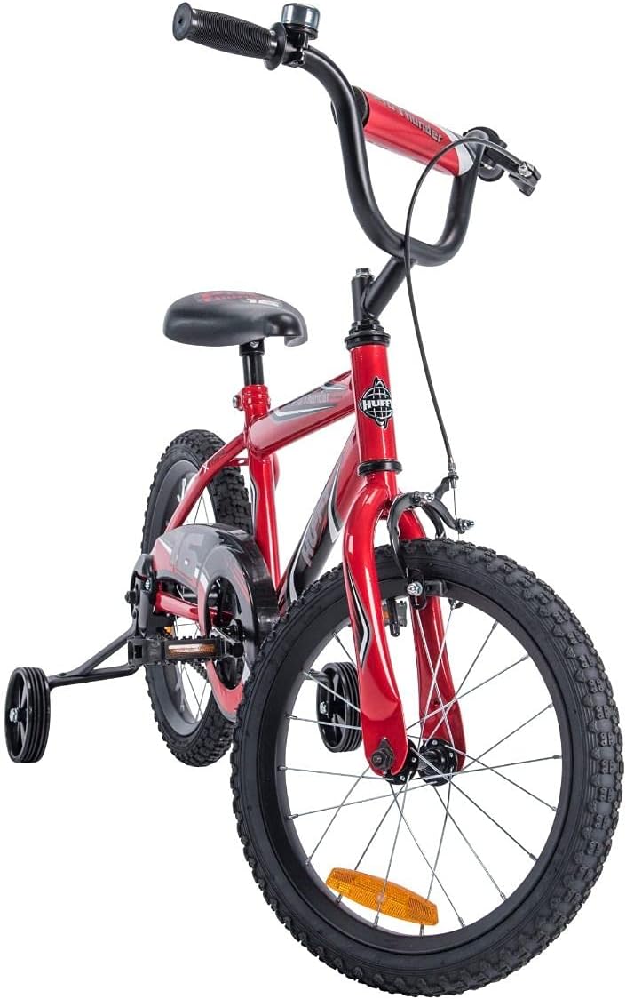 دراجة هافي روك إت إيزي بيلد للأطفال، لون أحمر، للأولاد والبنات، مزودة بعجلات تدريب، وإطار فولاذي، وفرامل كوستر