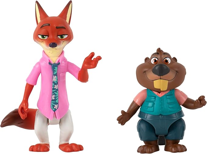 Disney Zootropolis 2 Figure 3-Inch 2-Pack - Nick Wilde with Nibbles Maplestick, Official Zootopia 2 Movie Toys, Collectibles, Mystery Tails Figurines, Gift, Kids Toy, 4 Years+