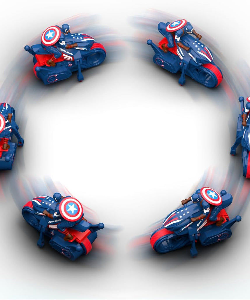 Marvel Captain America Blaze & Race RC Bike - 2.4 GHz Full Function Remote Control Motorcycle - High-Speed Action Toy for Kids & Toddlers - Ages 3+