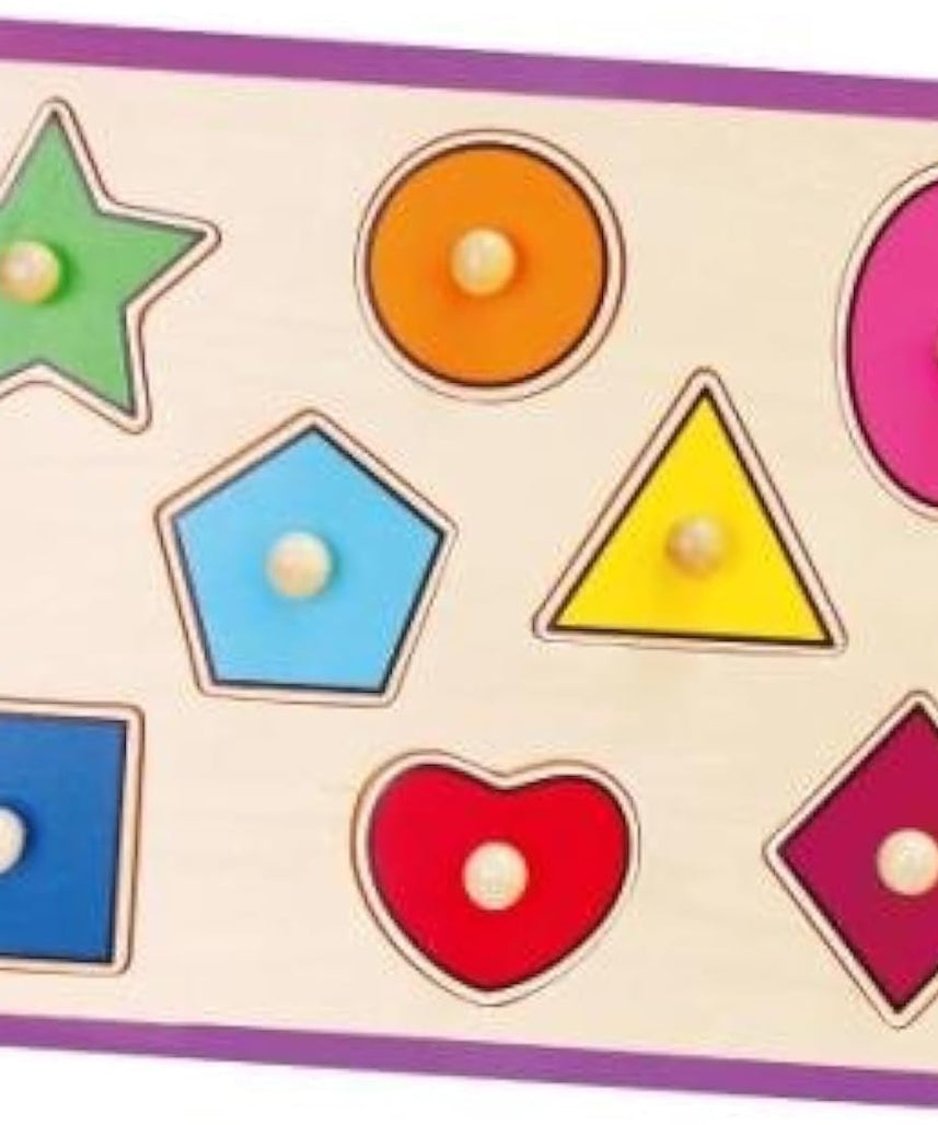 أشكال فيجا، أحجية بمقابض من 8 قطع، لعبة مونتيسوري الخشبية، تنمي المهارات الحسية والإدراكية والحركية الدقيقة، لعبة تعليمية للأطفال غير سامة وصديقة للبيئة، مناسبة للأولاد والبنات من سن 18 شهرًا فما فوق