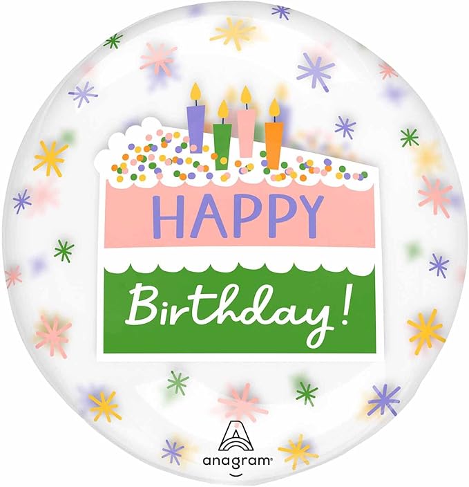 Amscan Anagram 4531811 - Happy Birthday Cake Slice Clearz Balloon - 18"