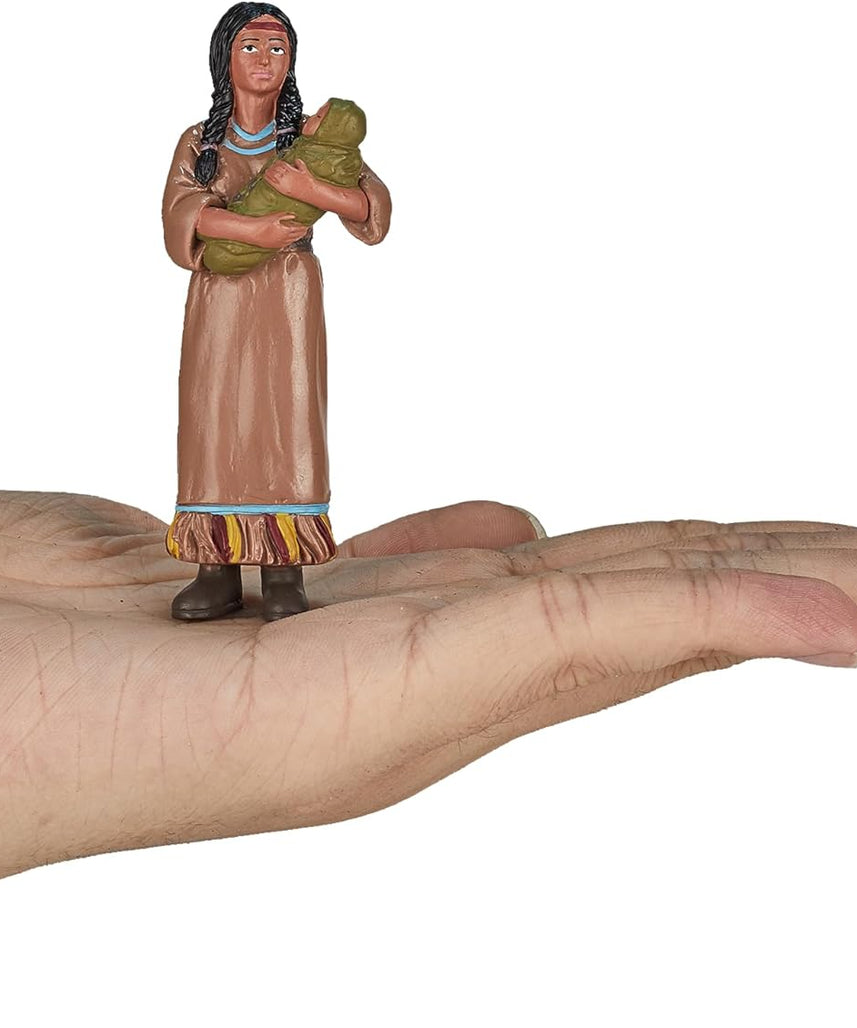 MOJO Native American Mother and Baby Figurine, Hand-Painted Historical Toy Figure, History Collection, Educational Collectible Model, Ages 3+