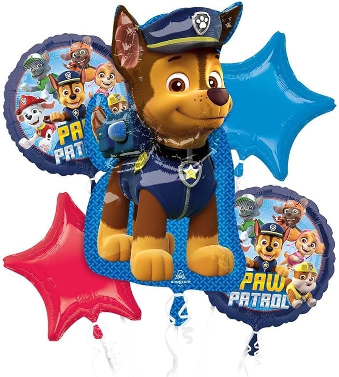 Amscan Anagram 4307701 - Paw Patrol Birthday Foil Balloon Bouquet - 5 Pieces