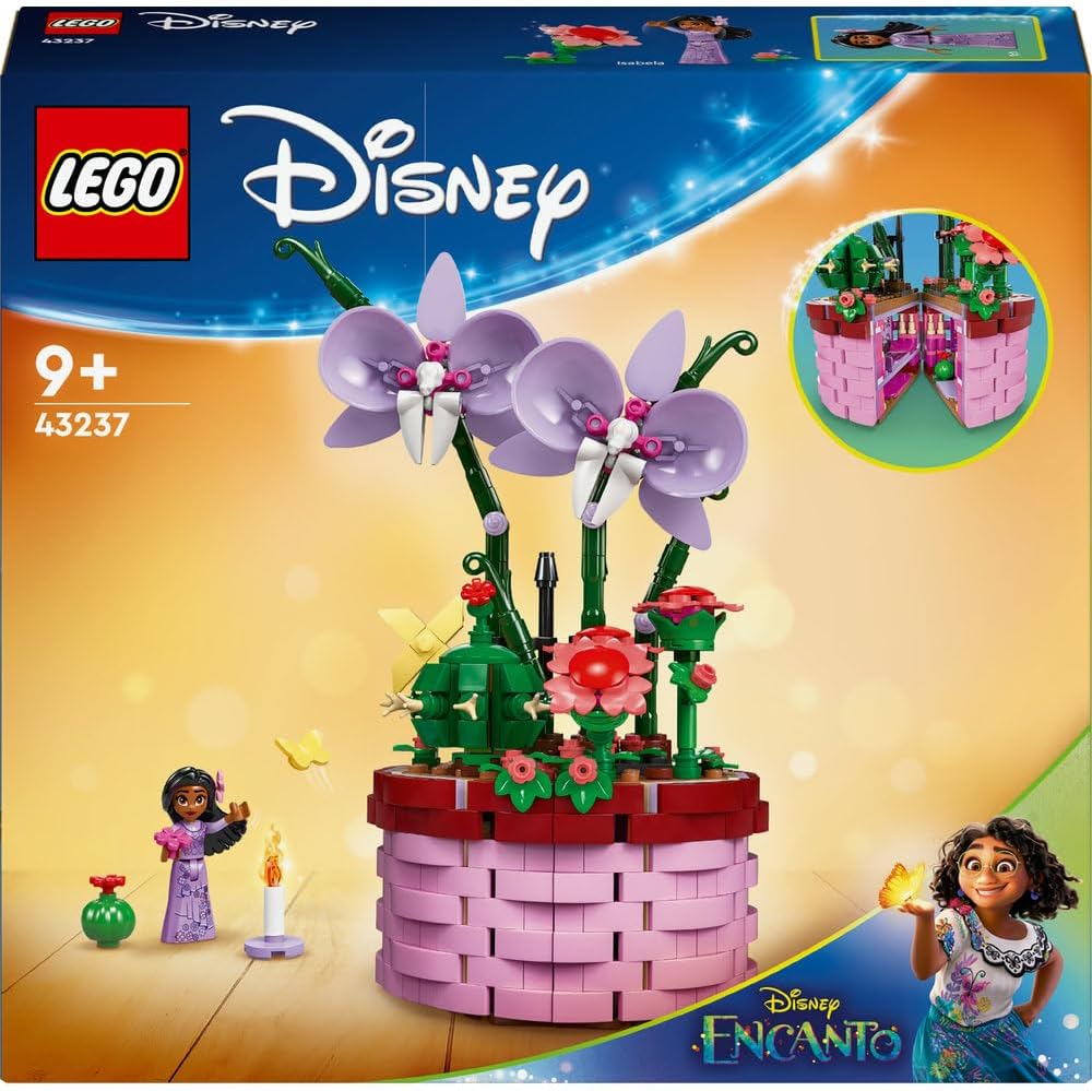 LEGO | Disney Encanto Isabela’s Flowerpot, Buildable Orchid Flower Toy for 9 Plus Year Old Kids, Girls & Boys, with Film Character Minidoll Figure, and Cactus, Fun Birthday Gift 43237