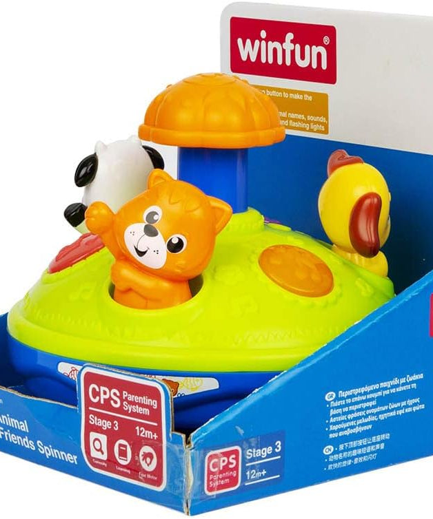 Winfun Animal Friends Spinner, Interactive Spinning Baby Toy with Lights, Melodies + Animal Sounds, 6–48 Months