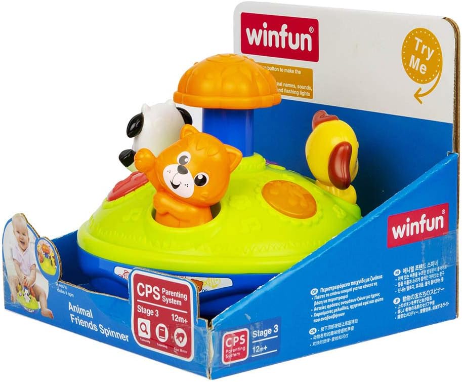 Winfun Animal Friends Spinner, Interactive Spinning Baby Toy with Lights, Melodies + Animal Sounds, 6–48 Months