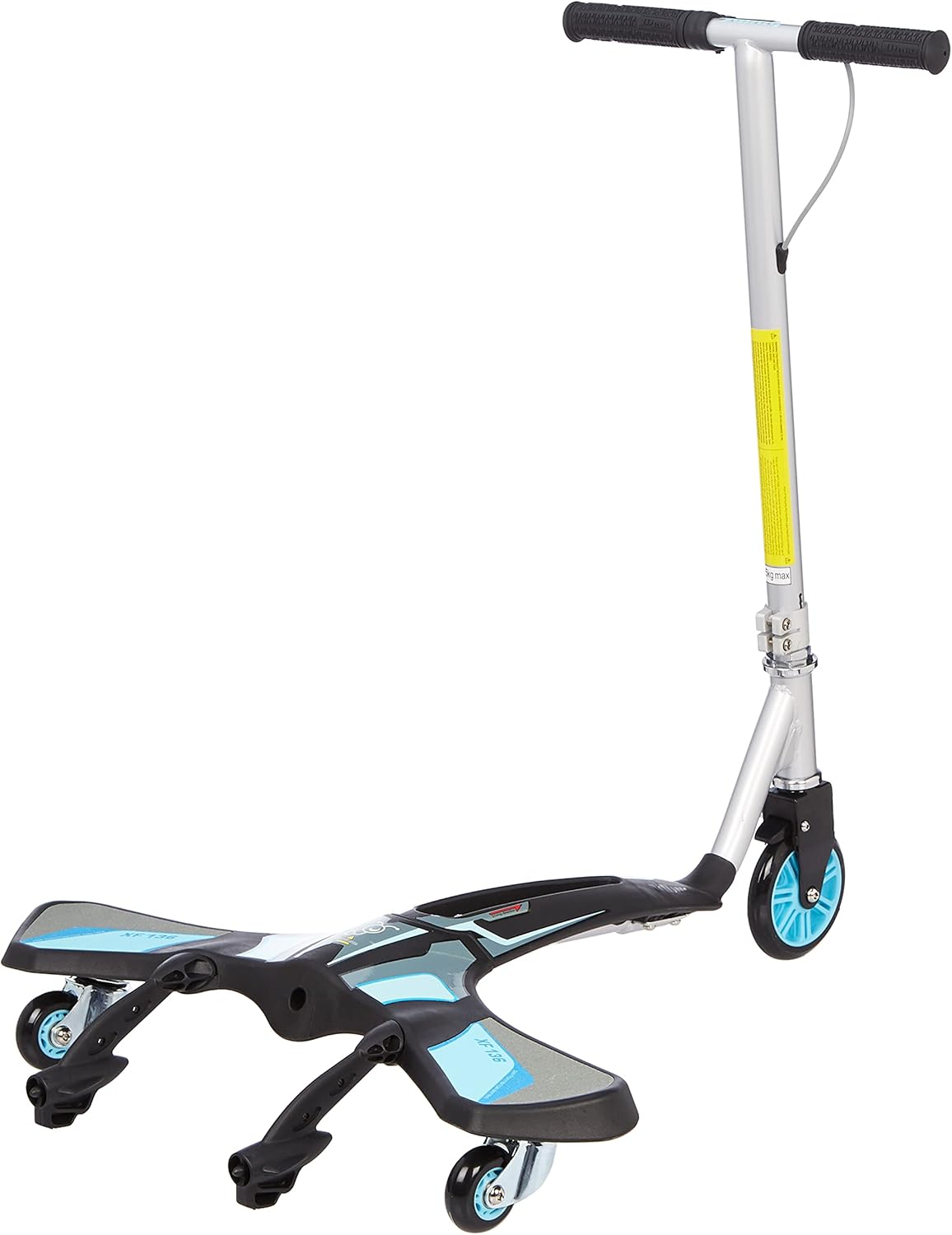 سكوتر JD Bug Cool Carver ثلاثي العجلات أزرق، هيكل معدني قابل للطي، عجلة أمامية من البولي يوريثان مقاس 5 بوصات، عجلات خلفية دوارة مقاس 3 بوصات، سعة تحميل 65 كجم، مناسب للأعمار من 5 سنوات فما فوق، سكوتر للأطفال