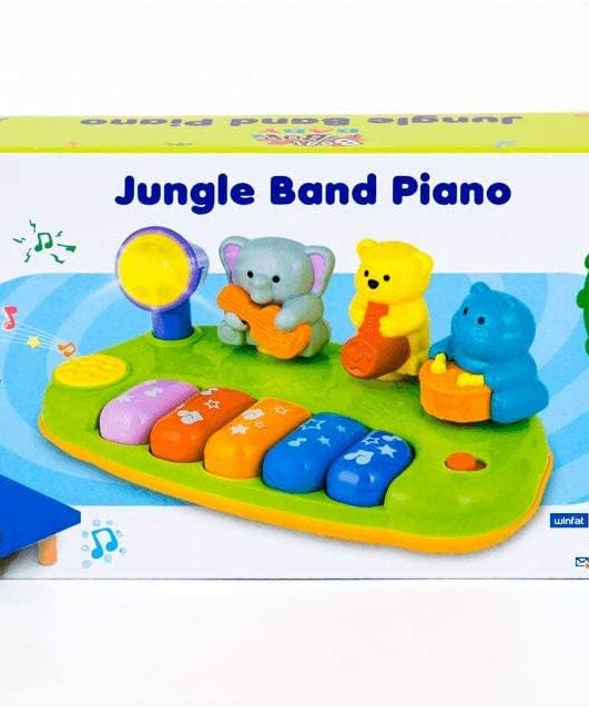 Winfun Jungle Band Piano, Light Up Musical Keyboard with Animal Sounds and Jungle Melodies, Interactive Music Toy for Toddlers, For Boys and Girls 18M+