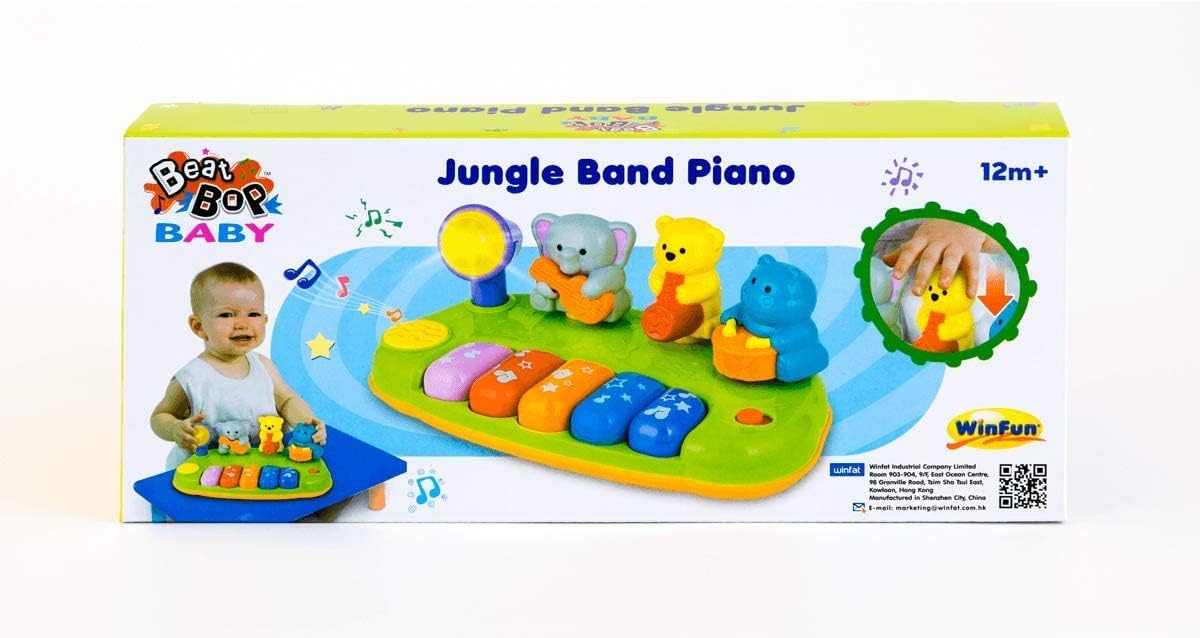 Winfun Jungle Band Piano, Light Up Musical Keyboard with Animal Sounds and Jungle Melodies, Interactive Music Toy for Toddlers, For Boys and Girls 18M+