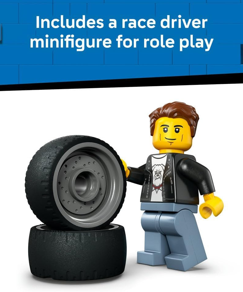 LEGO City Hot Rod - Race Car Toy w/a Driver Minifigure & Folding Roof - Fine Motor Skills Building Set - Small Birthday Gift Idea for 5+ Year Old Boys - 60485