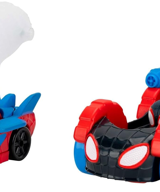 Spidey N Friends Construction Zone Chaos Track Set, Deluxe 2-Foot High Race Track Features Zip Line, Action Zones, & 2 Separate Tracks with Two 3-Inch Vehicles, Kids Toys, Gift, Playset, 3 Years+