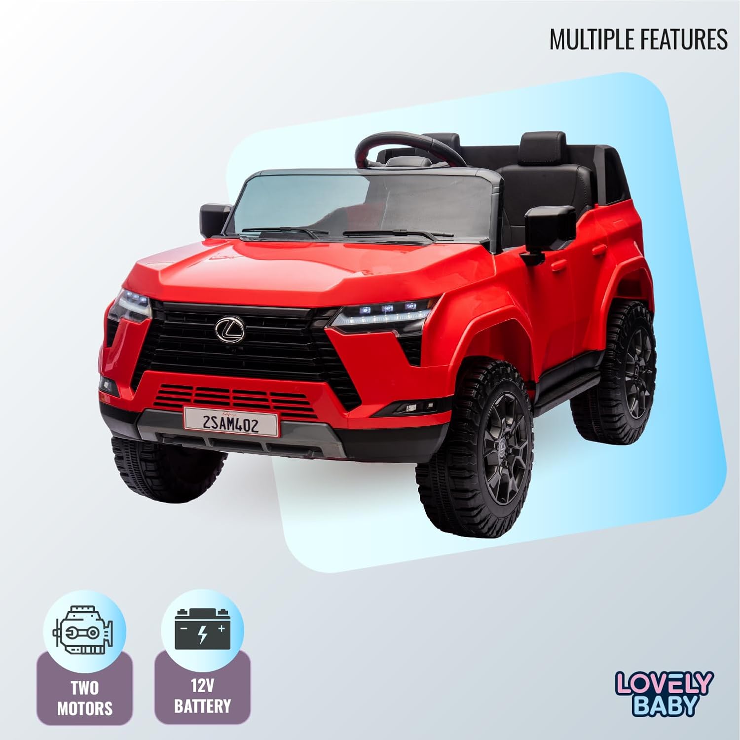 Lovely Baby LB 4002EL Lexus Style Kids Ride-On Car 12V Battery Operated Electric Car with EVA Wheels, LED Lights, Music, Seat Belt, Sit & Drive Vehicle for Boys & Girls 2–6+ Years