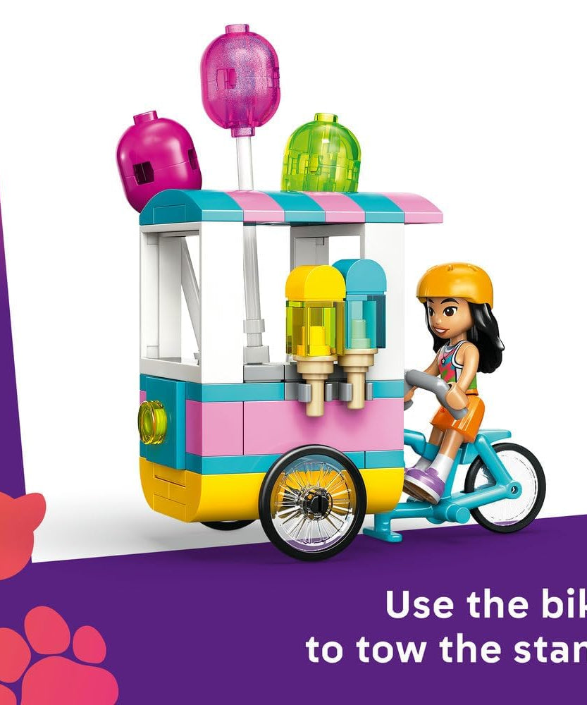 LEGO Friends Ice Cream & Balloon Stand - Toy Shop w/a Bike, 2 Mini Dolls, Play Food Accessories & Ice Pop Mascot - Birthday Gift for 6+ Year Old Girls - 42692