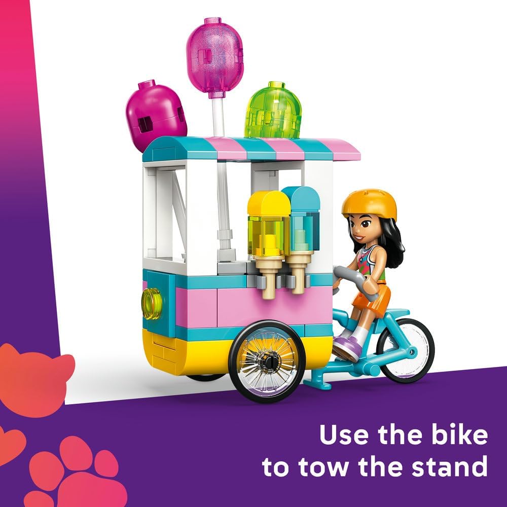 LEGO Friends Ice Cream & Balloon Stand - Toy Shop w/a Bike, 2 Mini Dolls, Play Food Accessories & Ice Pop Mascot - Birthday Gift for 6+ Year Old Girls - 42692