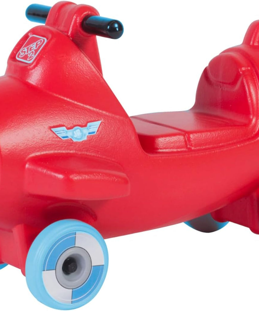 Step2 Sky Rider Up & Down Roller Coaster Ride-On Toy with Airplane Coaster Car, Indoor & Outdoor Playset for Toddlers, Durable Plastic Track, Red, 2+ Years