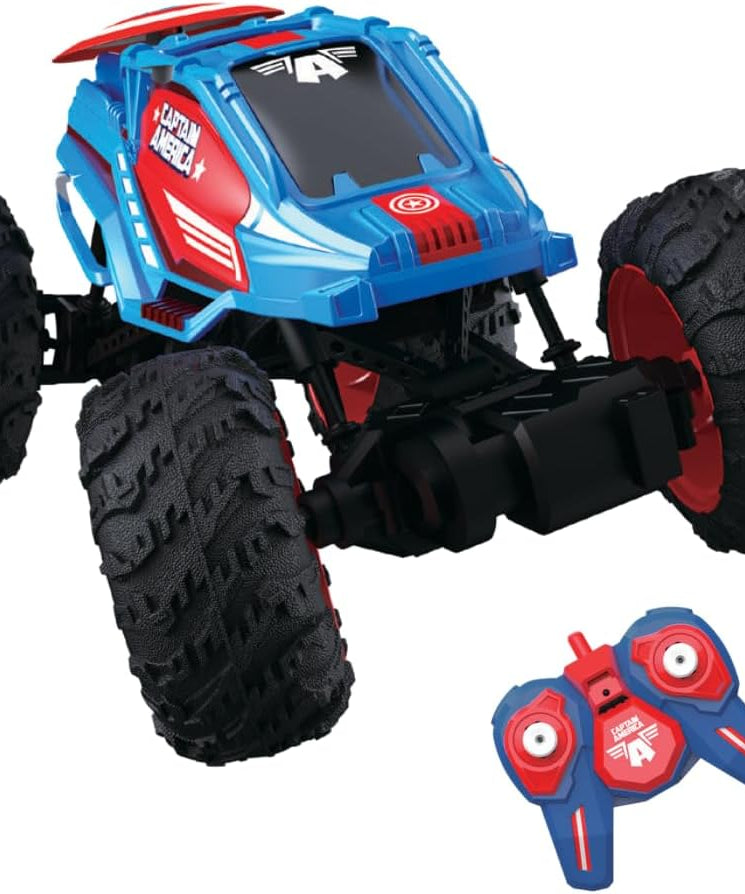 Marvel Captain America RC Monster Truck for Kids, All-Terrain Remote Control Car, 2.4GHz Off-Road Vehicle, Climbs Obstacles, High-Speed Speedster Toy for Boys & Girls, Age 3+