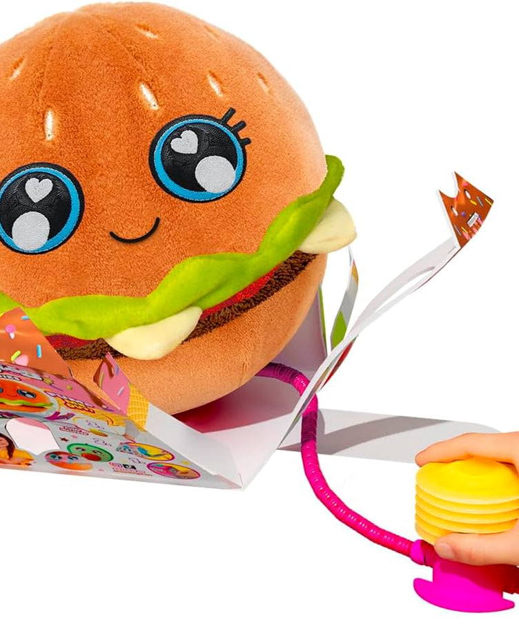 لعبة بيجيز المحشوة القابلة للنفخ على شكل برجر صغير، لعبة محشوة صغيرة قابلة للنمو، شخصية قطيفة ناعمة قابلة لإعادة الاستخدام للأطفال، متعة فك الصندوق التفاعلية، لعبة حيوانات قابلة للتجميع