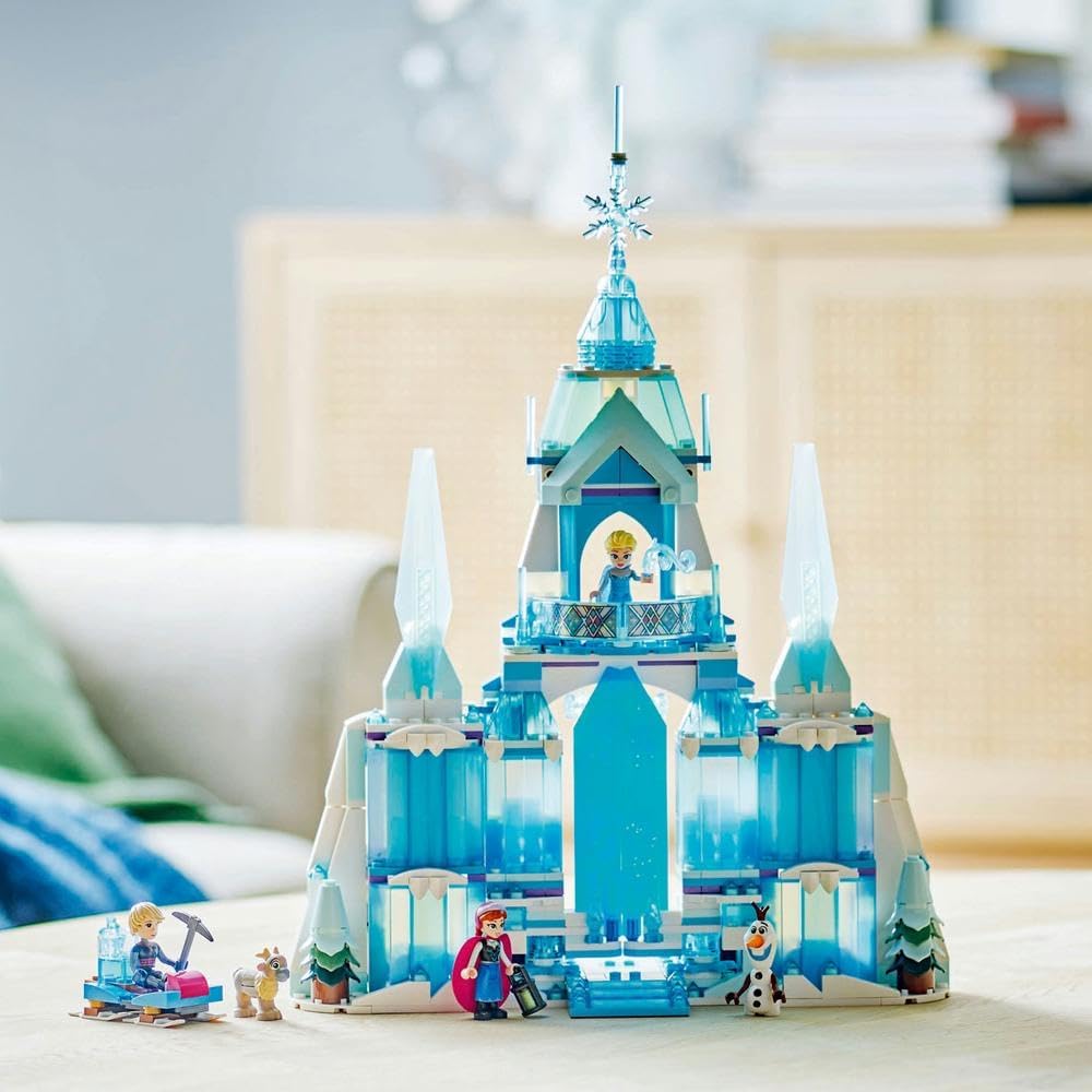 LEGO Disney Princess Frozen Elsa’s Ice Palace Building Toy Set 43244, Castle Playset with Elsa, Anna, Kristoff and Olaf Minidoll Figures, Creative Construction Gift for Kids, Girls and Boys Aged 6 Years+