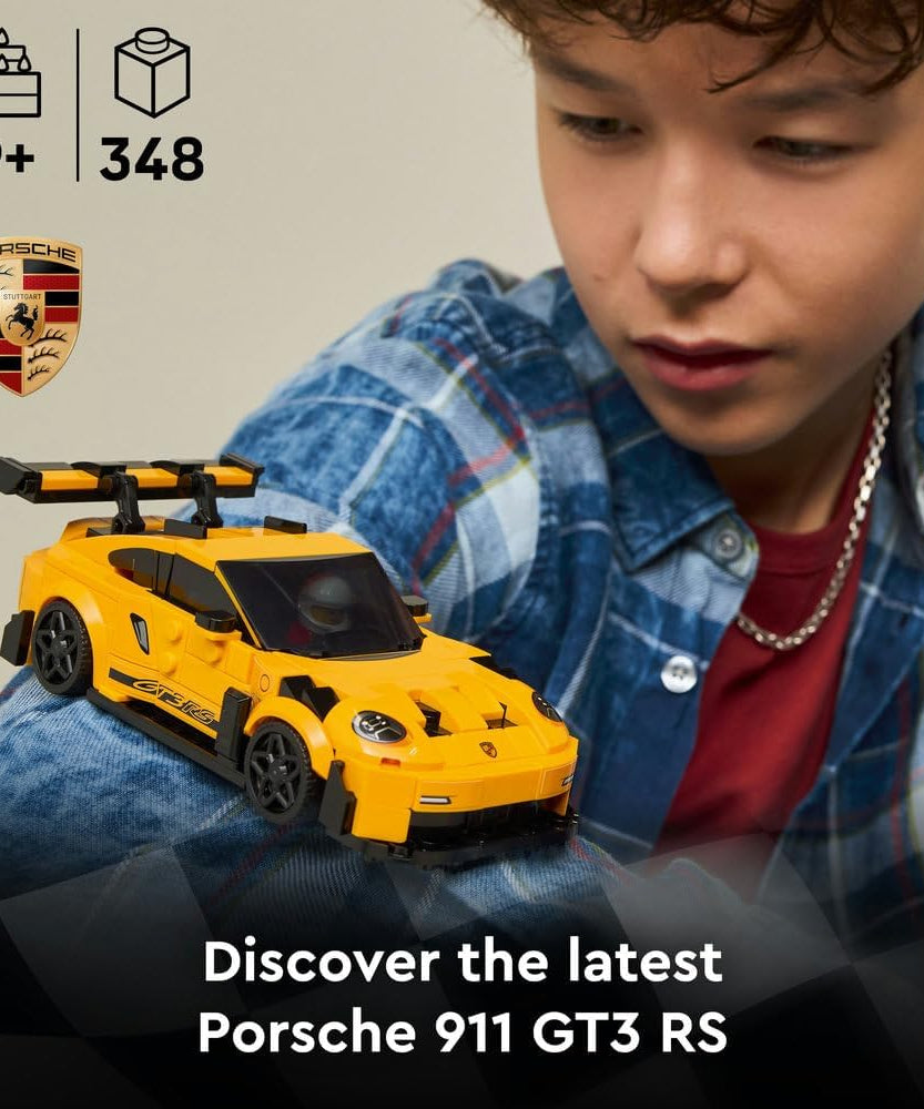 LEGO Speed Champions Porsche 911 GT3 RS Super Car Toy - Car Model Kit with a Driver Minifigure - Birthday Gift for 9+ Year Old Boys - 77239