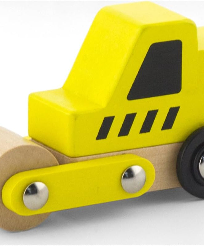 Viga Wooden Construction Vehicles Set, 6-Piece Push Along Play Trucks, Educational Toy, Ages 3+