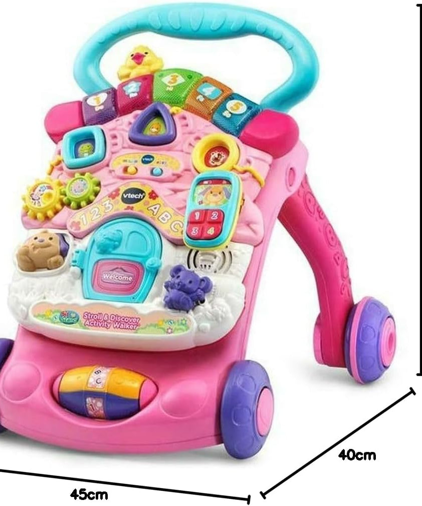 Vtech First Steps Baby Walker Pink With Blue Handle