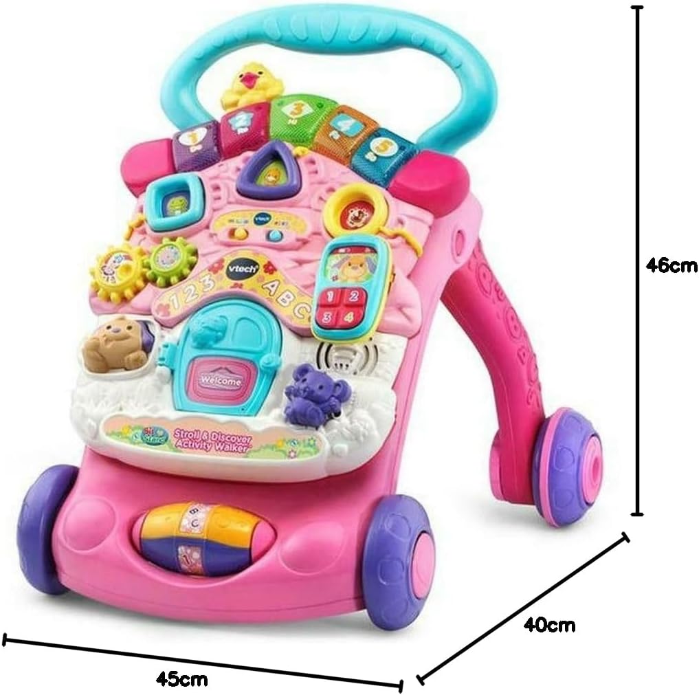 Vtech First Steps Baby Walker Pink With Blue Handle