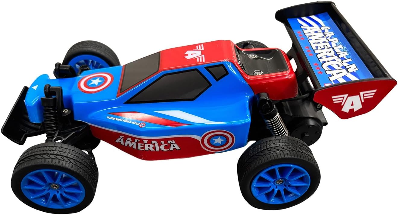 Jada Toys Marvel Captain America Remote Control Stunt Car - Glow-in-the-Dark Style Light-Up Wheels RC Vehicle High Speed 2.4 GHz Avengers Toy for Boys & Girls
