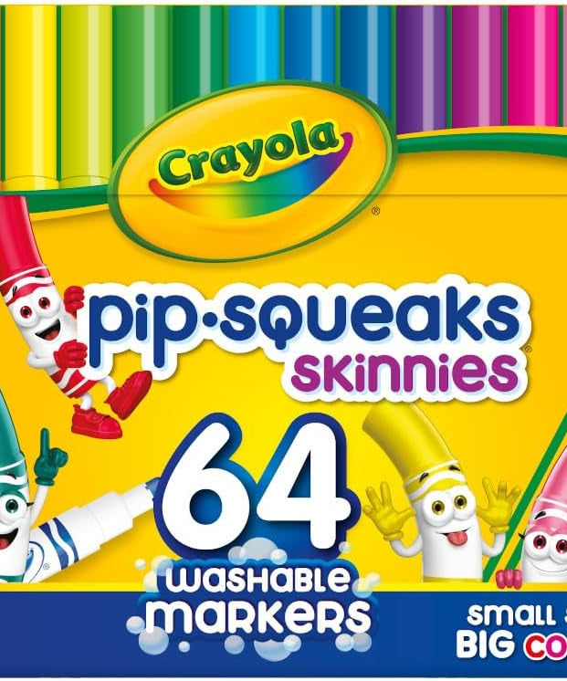 Crayola Pip-Squeak Skinnies Washable Markers, 64 Count