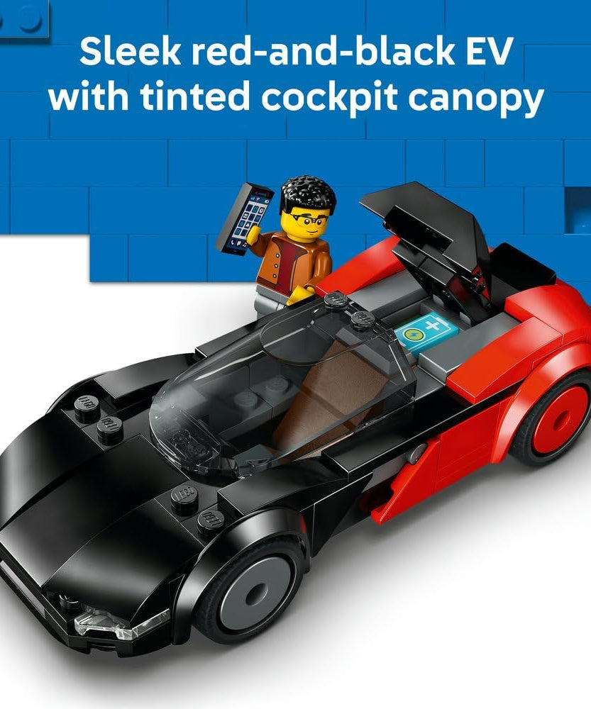 LEGO City EV Supercar Toy - Race Car Model Kit w/a Driver Minifigure - Fine Motor Skills Building Set - Small Birthday Gift Idea for 5+ Year Old Boys - 60486
