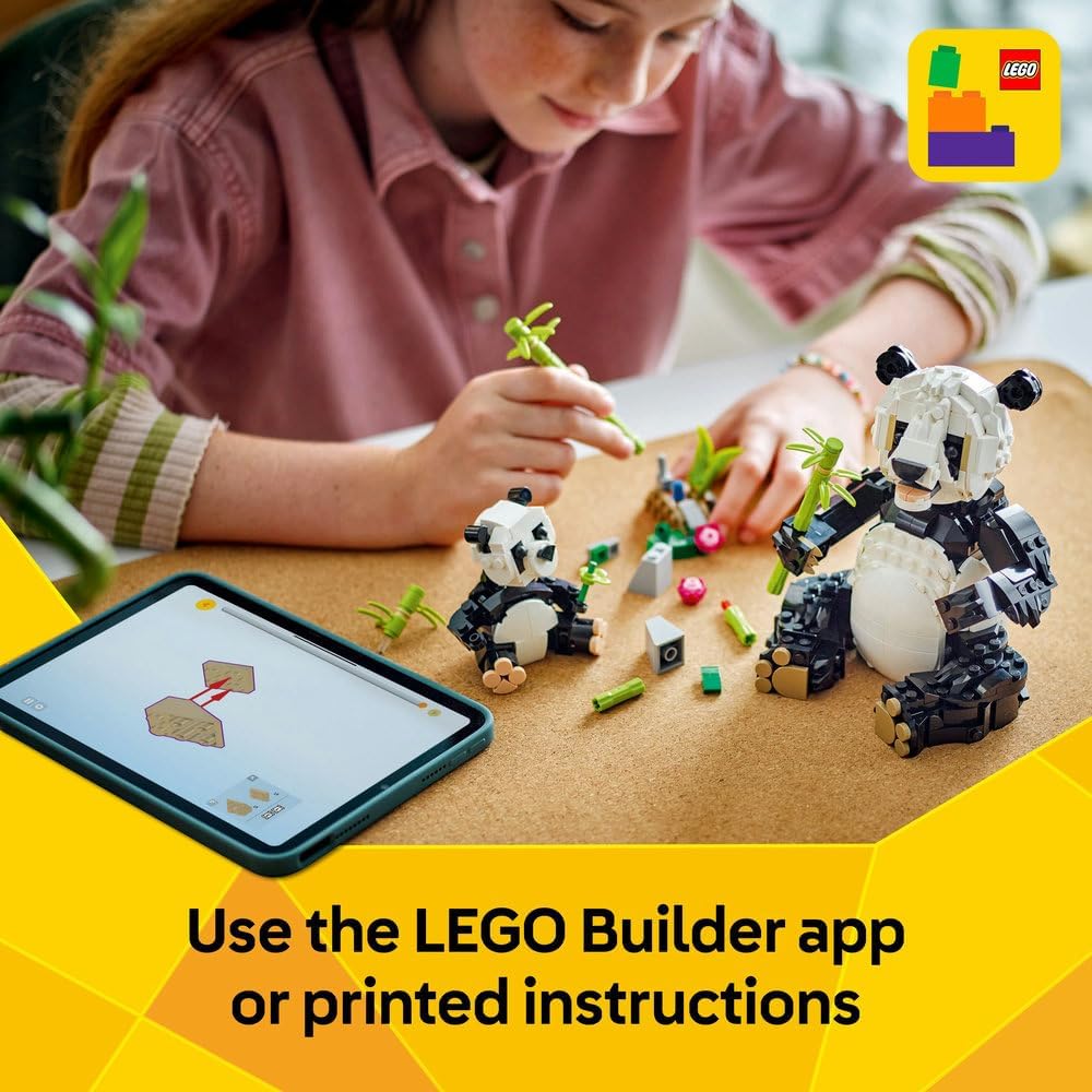 LEGO Creator 3in1 Wild Animals: Panda Family Toy - Transforms into Penguin Figures or Orca Whale Toys - Ramadan Gift for 8+ Year Old Girls & Boys - 31165