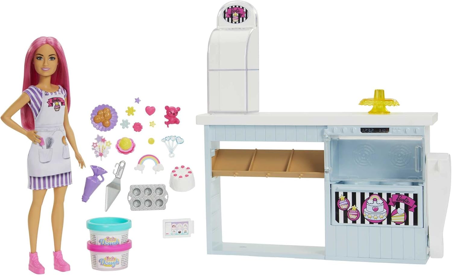 Barbie Bakery Playset With 12 In Petite Doll, Pink Hair, Bakery Station, Cake Making Feature & 20+ Realistic Play Pieces, 3 & Up