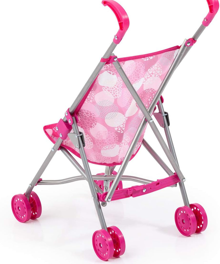Bayer Dolls Buggy Pink for 46cm Dolls, Foldable Pushchair Stroller with Double Wheels and Safety Belt, 3Y+ Years
