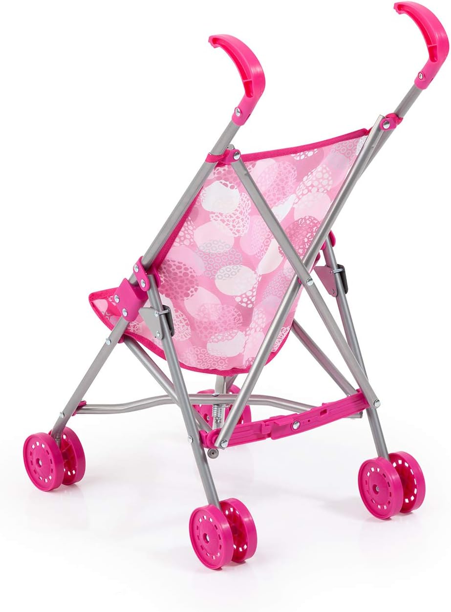 Bayer Dolls Buggy Pink for 46cm Dolls, Foldable Pushchair Stroller with Double Wheels and Safety Belt, 3Y+ Years