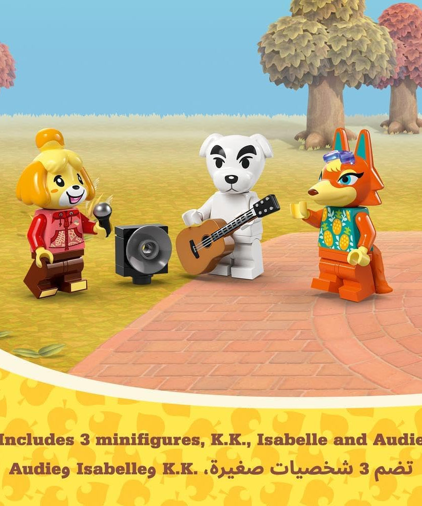 LEGO Animal Crossing K.K.'s Concert at the Plaza Building Toy for 7 Plus Year Old Girls and boys, with Café Playset, Figures and Vehicle from the Video Games, Pretend Play Gift for Kids 77052