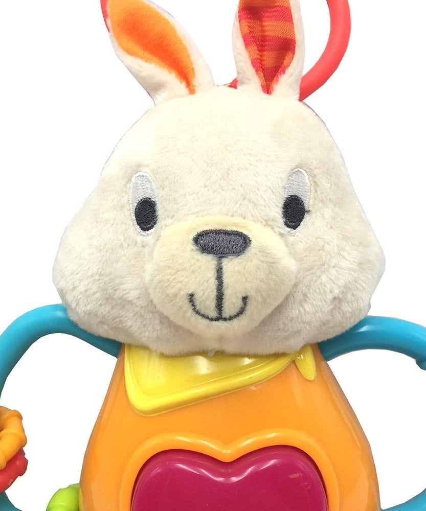 Winfun Bouncy Bunny Jungle Fun Interactive Plush with Sounds and Bouncing Action, Light-Up Music and Movement, Sound-Activated Soft Cuddly Toy for Babies 3 Months and Up